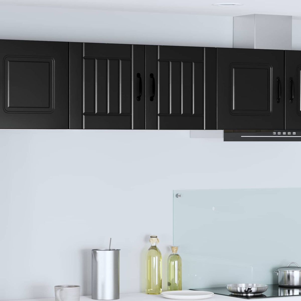 Kitchen Wall Cabinet "Lucca" Engineered Wood Black 1x wall cabinet (1 door) 40 cm wide 40 cm high