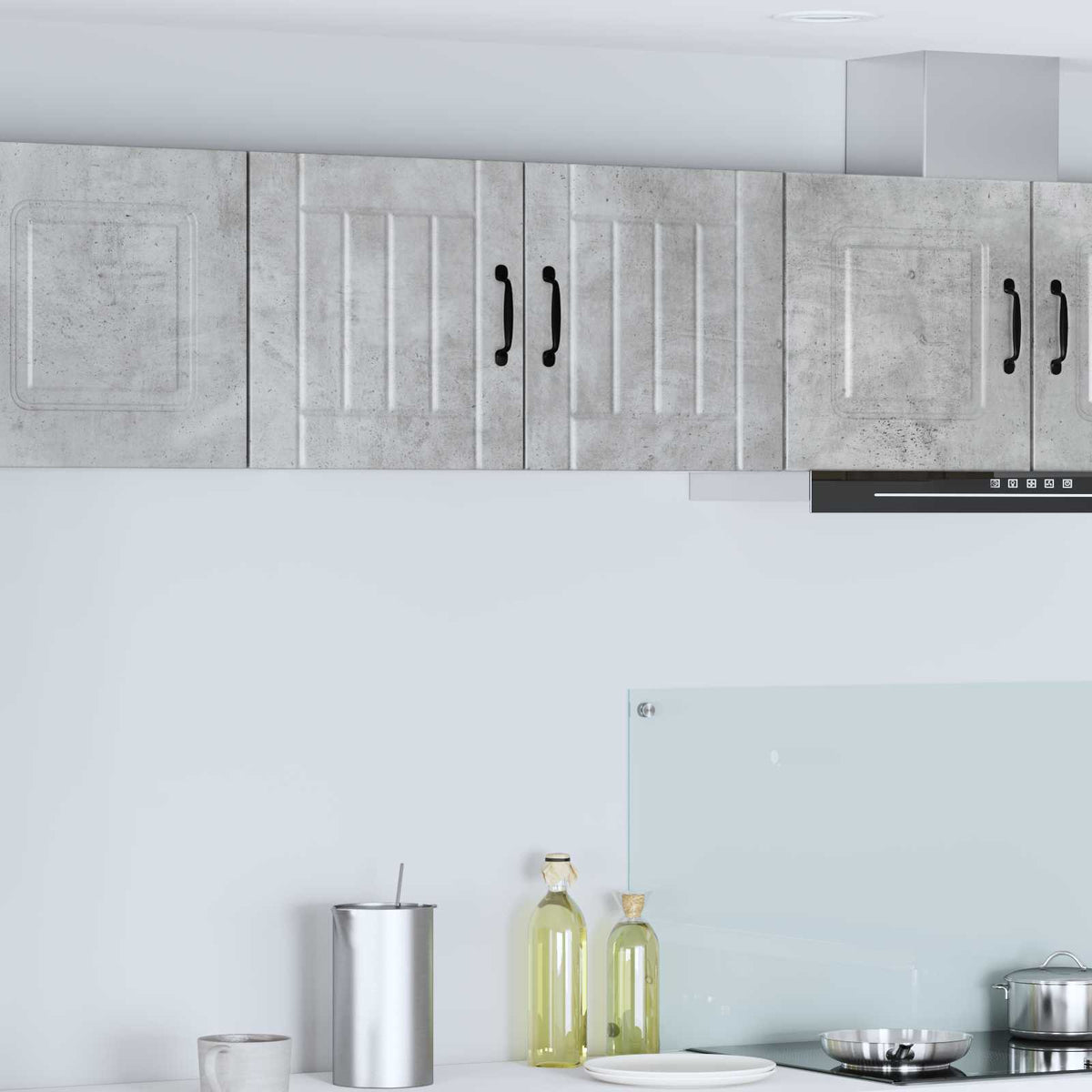 Kitchen Wall Cabinet "Lucca" Engineered Wood Concrete Grey 1x wall cabinet (1 door) 40 cm wide 40 cm high