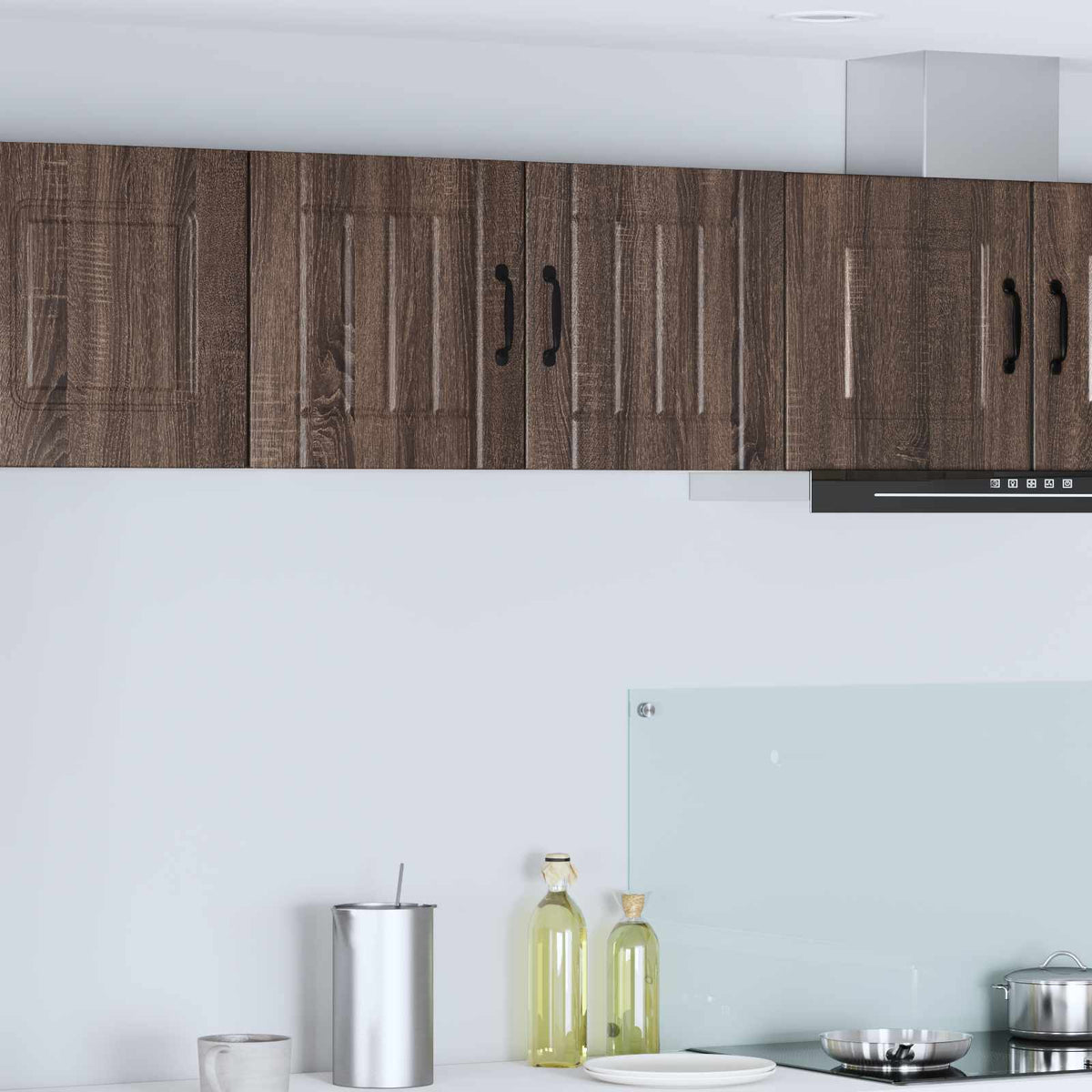 Kitchen Wall Cabinet "Lucca" Engineered Wood Brown Oak 1x wall cabinet (1 door) 40 cm wide 40 cm high