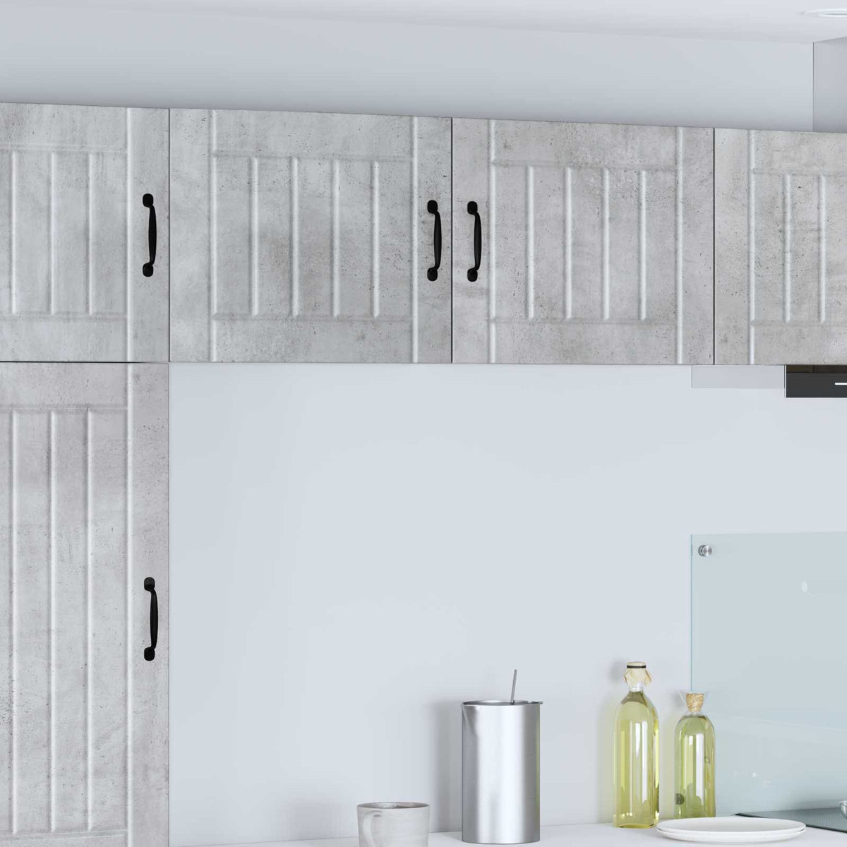 Kitchen Wall Cabinet "Lucca" Engineered Wood Concrete Grey 1x wall cabinet (1 door) 50 cm wide 40 cm high