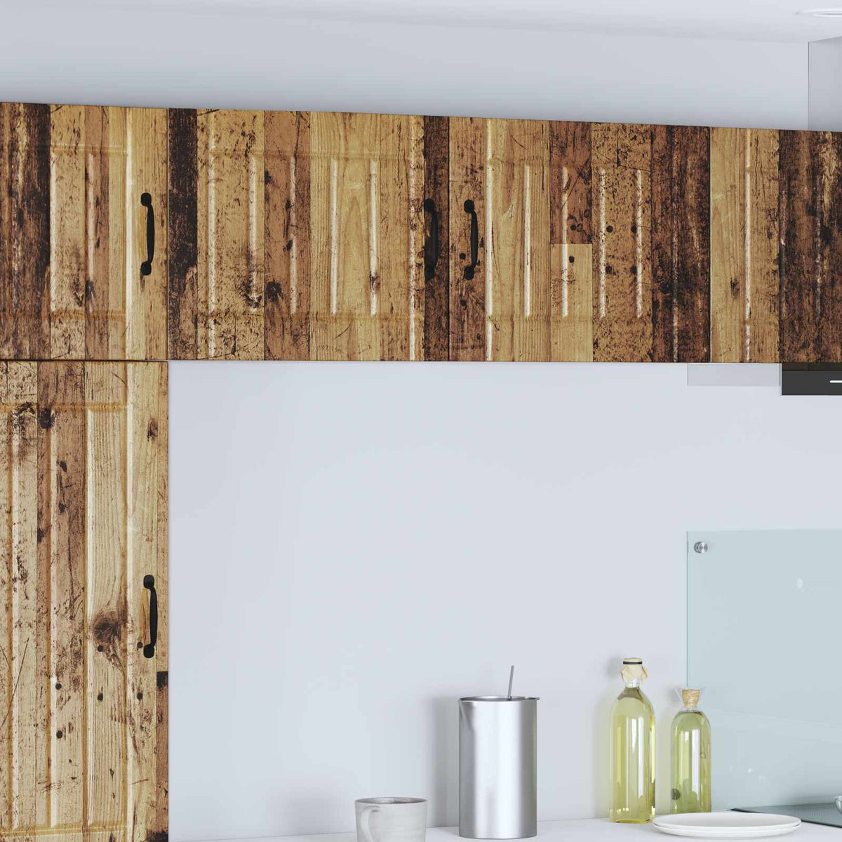 Kitchen Wall Cabinet "Lucca" Engineered Wood Old Wood 1x wall cabinet (1 door) 50 cm wide 40 cm high