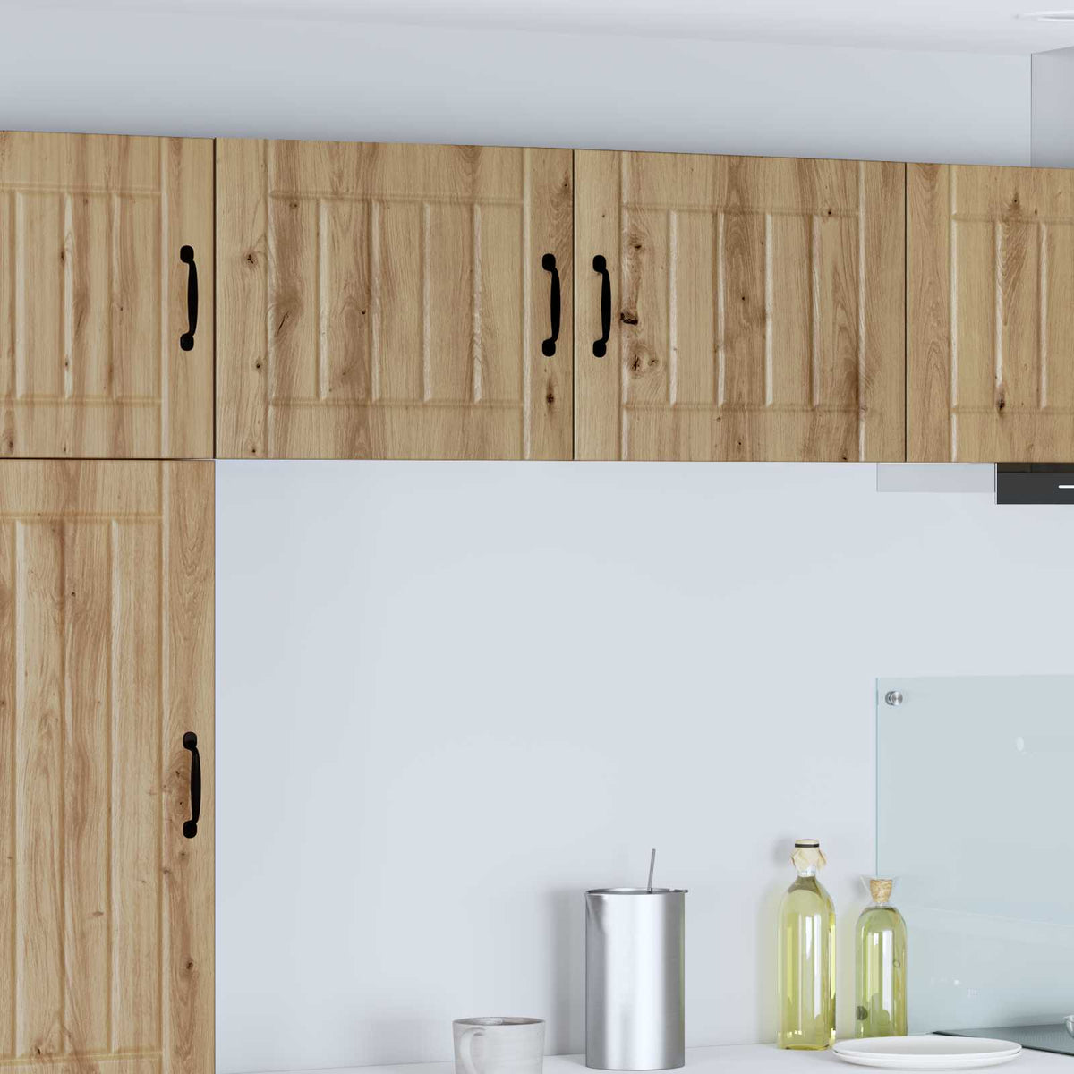 Kitchen Wall Cabinet "Lucca" Engineered Wood Artisan Oak 1x wall cabinet (1 door) 50 cm wide 40 cm high
