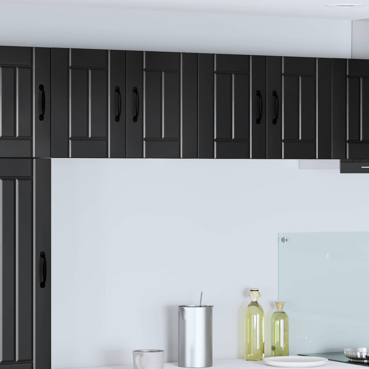 Kitchen Wall Cabinet "Lucca" Engineered Wood Black 1x wall cabinet (2 doors) 60 cm wide 40 cm high