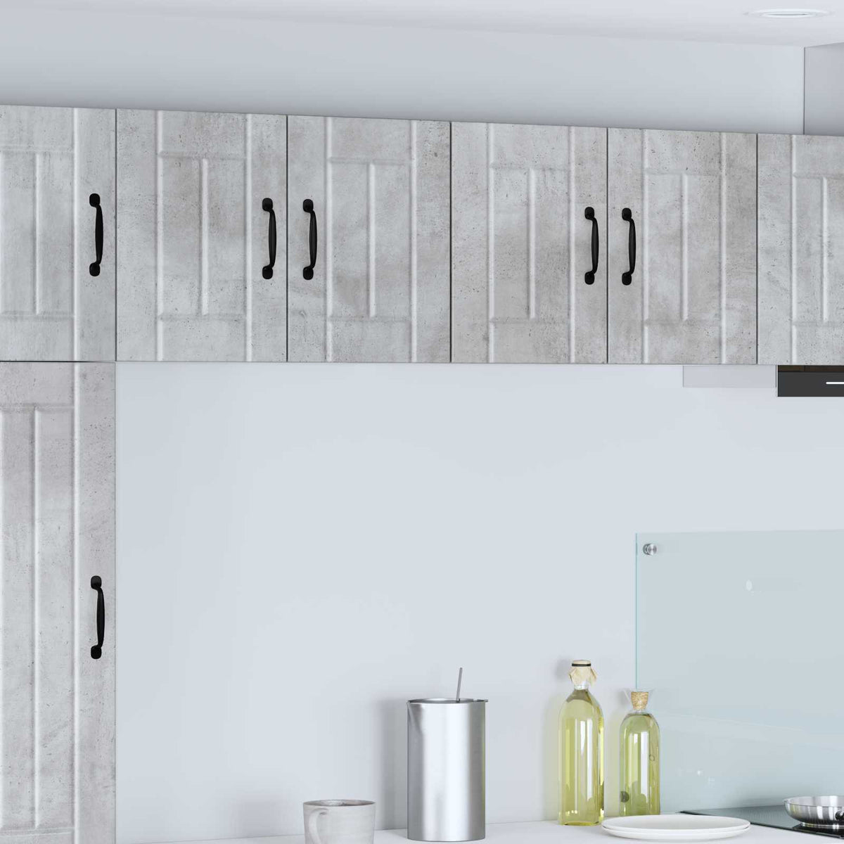 Kitchen Wall Cabinet "Lucca" Engineered Wood Concrete Grey 1x wall cabinet (2 doors) 60 cm wide 40 cm high