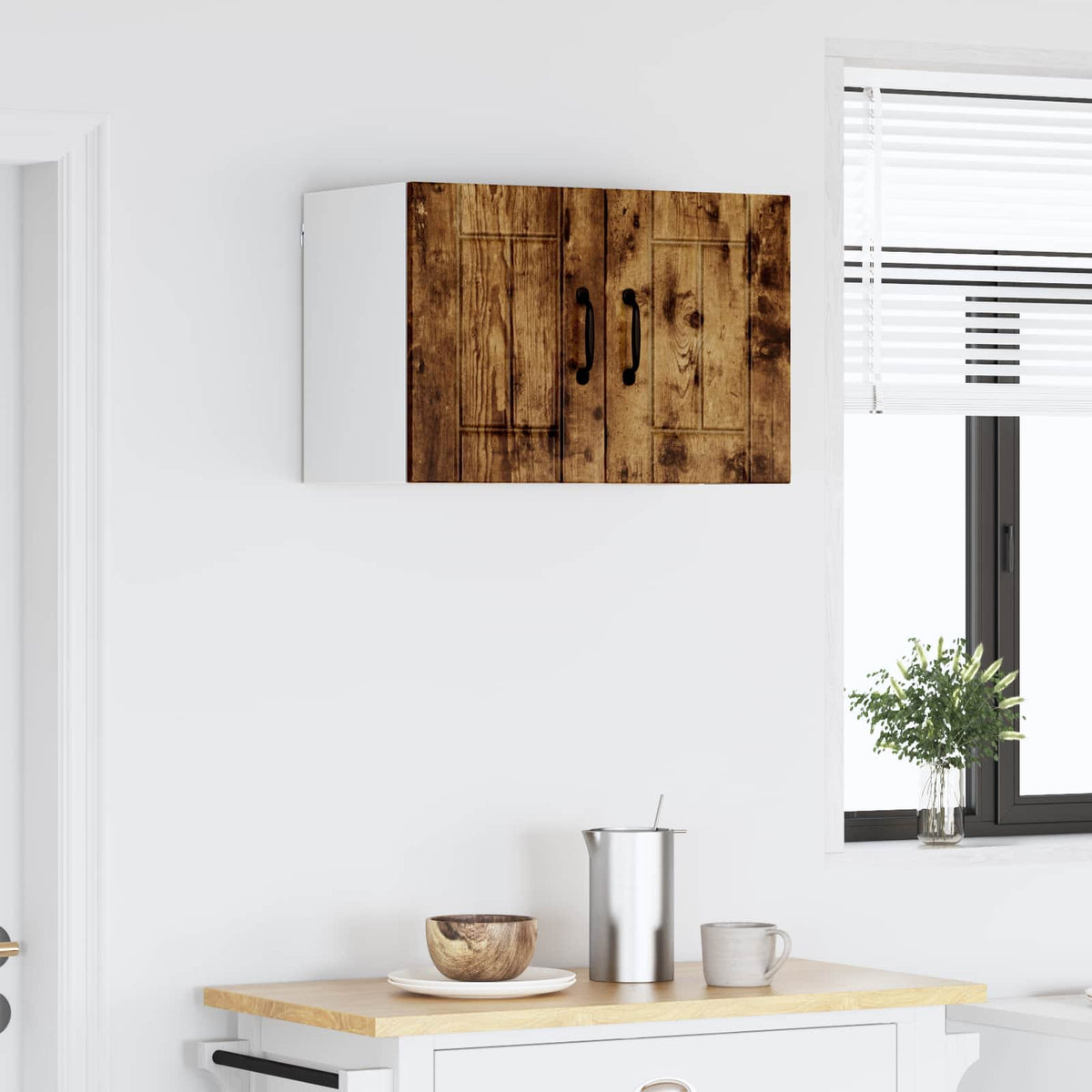 Kitchen Wall Cabinet "Lucca" Engineered Wood Smoked Oak 1x wall cabinet (2 doors) 60 cm wide 40 cm high