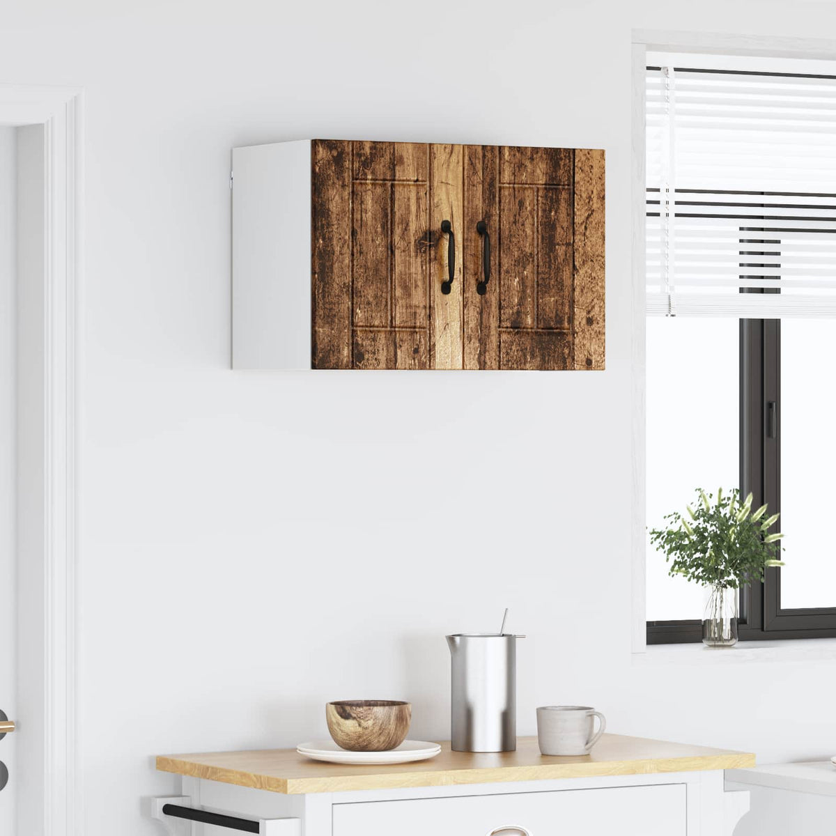 Kitchen Wall Cabinet "Lucca" Engineered Wood Old Wood 1x wall cabinet (2 doors) 60 cm wide 40 cm high