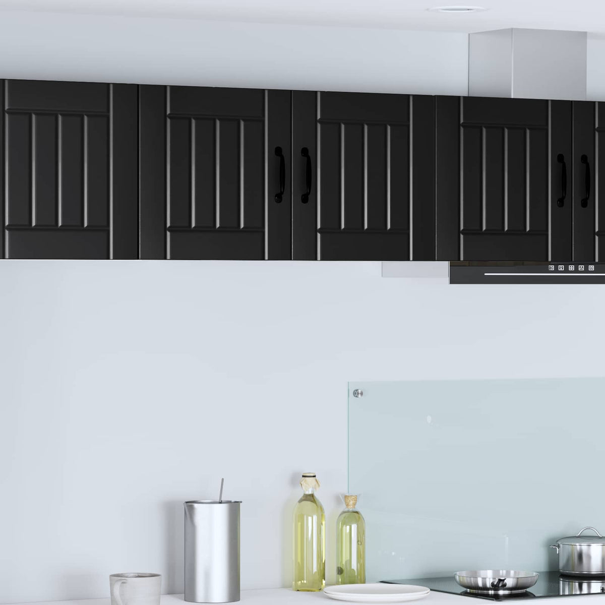 Kitchen Wall Cabinet "Lucca" Engineered Wood Black 1x wall cabinet (2 doors) 80 cm wide 40 cm high