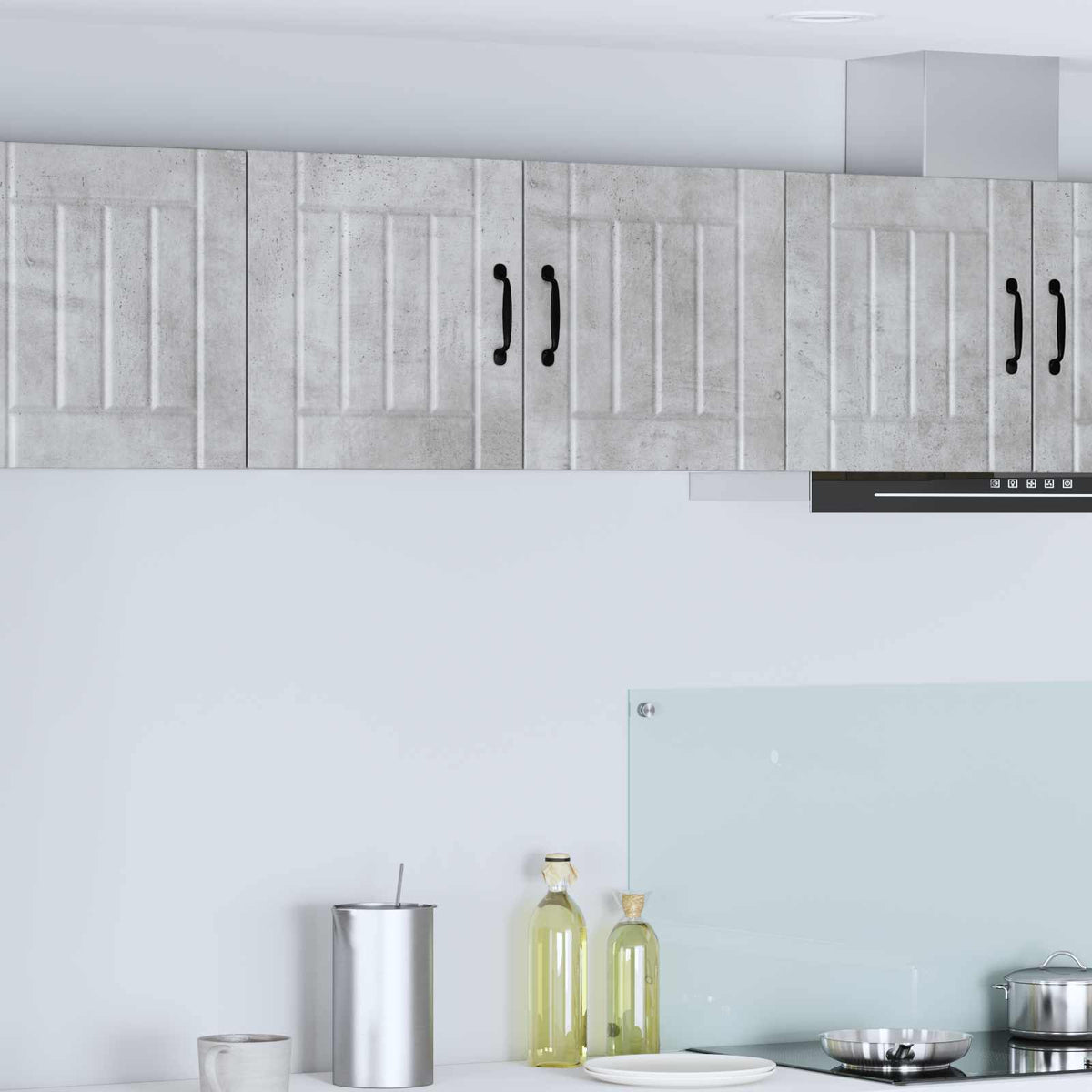 Kitchen Wall Cabinet "Lucca" Engineered Wood Concrete Grey 1x wall cabinet (2 doors) 80 cm wide 40 cm high