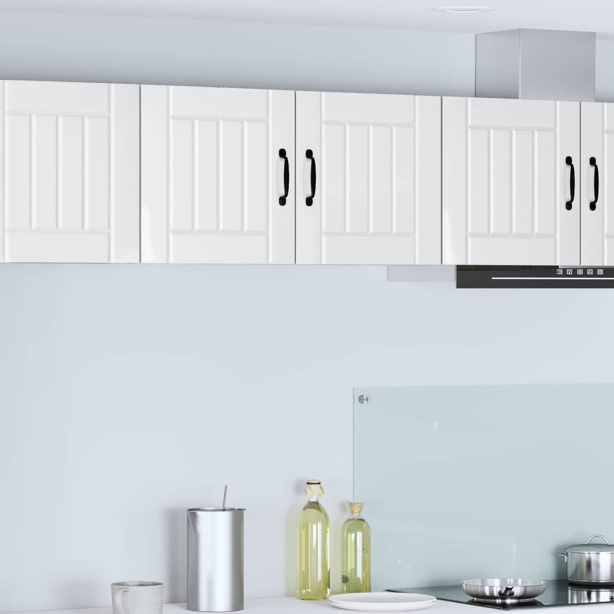 Kitchen Wall Cabinet "Lucca" Engineered Wood High Gloss White 1x wall cabinet (2 doors) 80 cm wide 40 cm high