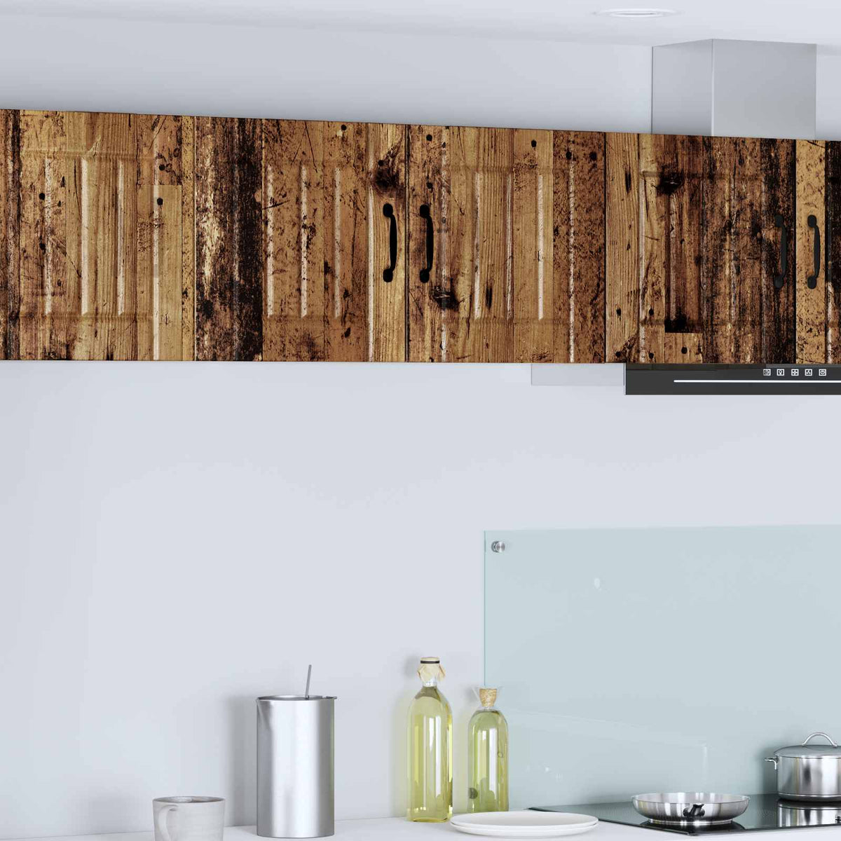 Kitchen Wall Cabinet "Lucca" Engineered Wood Old Wood 1x wall cabinet (2 doors) 80 cm wide 40 cm high