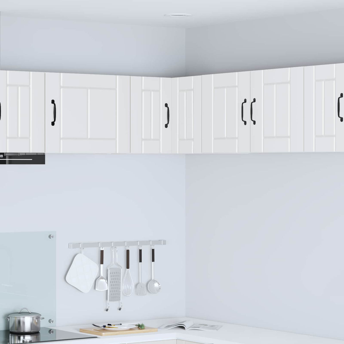 Kitchen Wall Cabinet "Lucca" Engineered Wood White 1x wall corner cabinet 57 cm wide 40 cm high