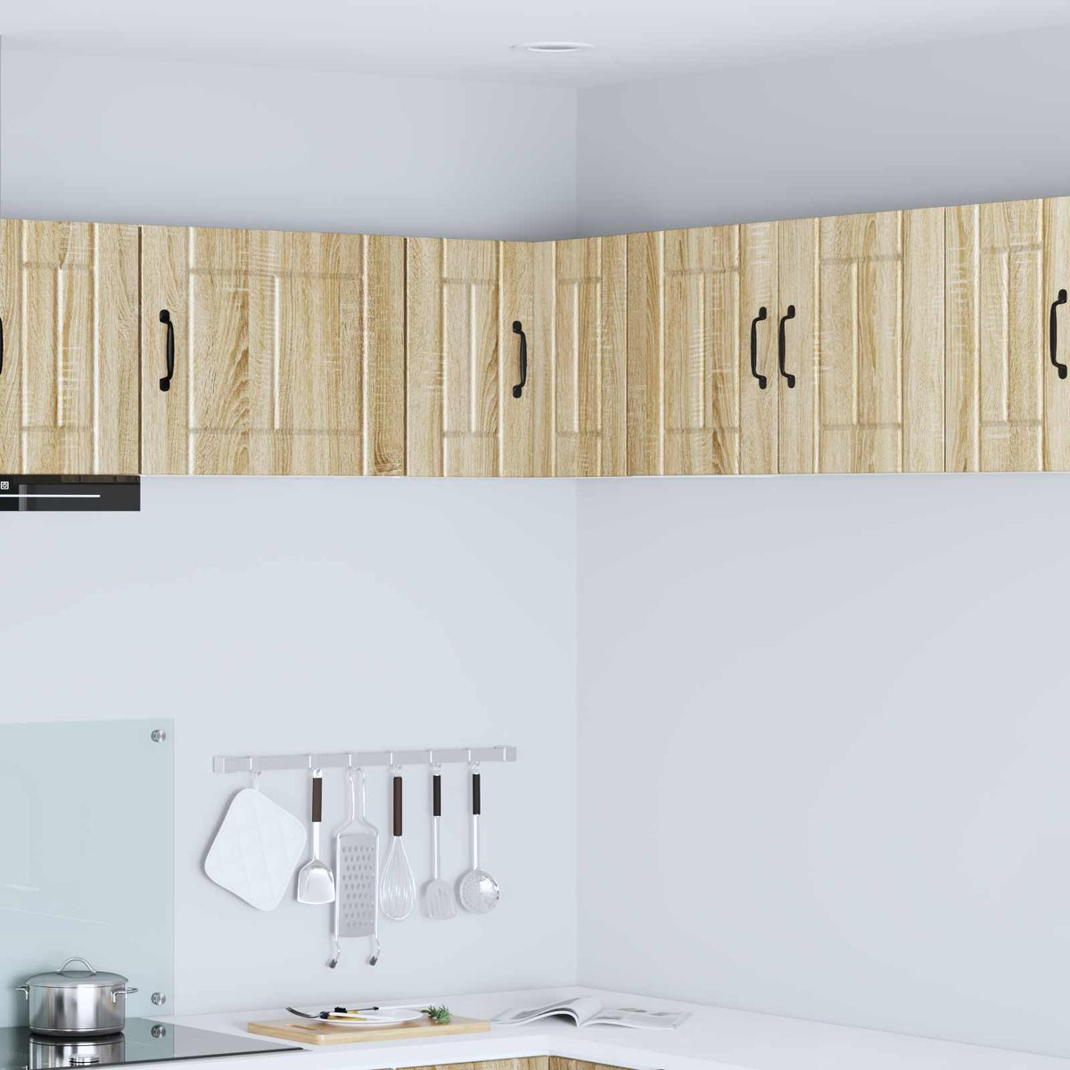 Kitchen Wall Cabinet "Lucca" Engineered Wood Sonoma Oak 1x wall corner cabinet 57 cm wide 40 cm high