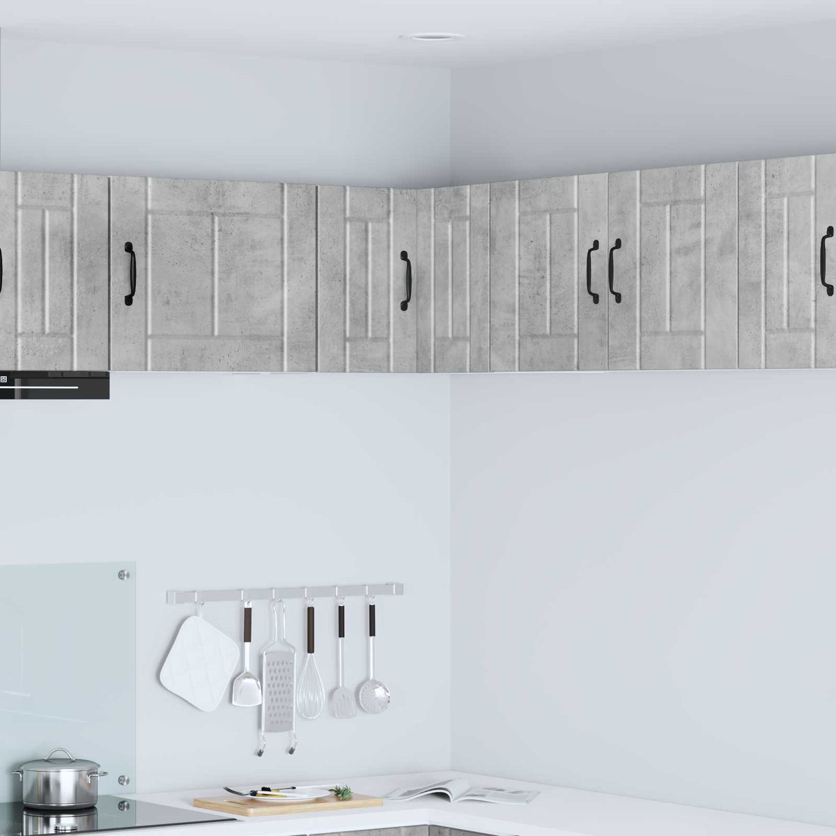 Kitchen Wall Cabinet "Lucca" Engineered Wood Concrete Grey 1x wall corner cabinet 57 cm wide 40 cm high