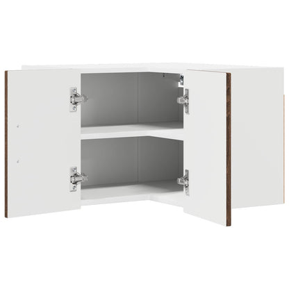 Kitchen Wall Cabinet "Lucca" Engineered Wood Brown Oak 1x wall corner cabinet 57 cm wide 40 cm high