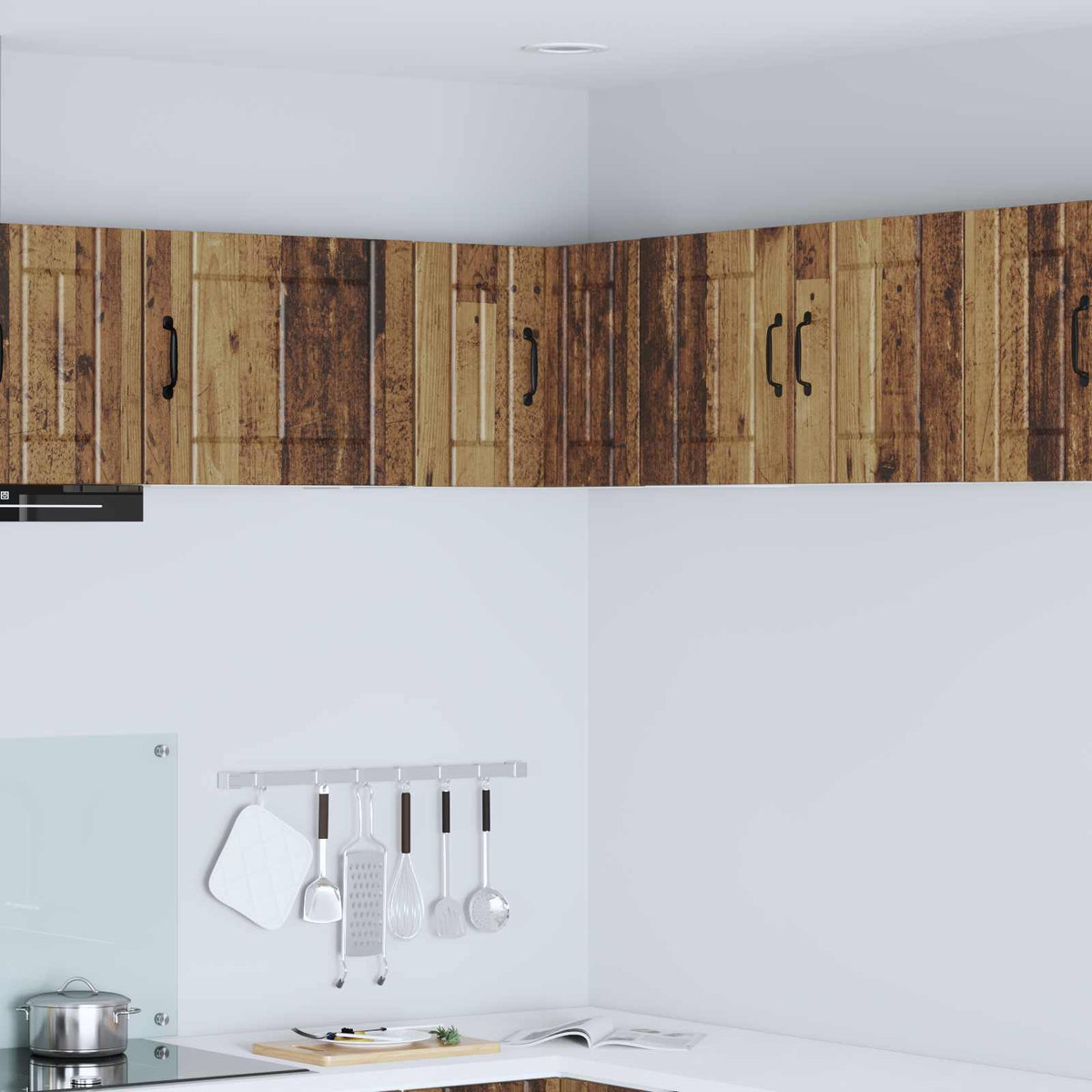 Kitchen Wall Cabinet "Lucca" Engineered Wood Old Wood 1x wall corner cabinet 57 cm wide 40 cm high