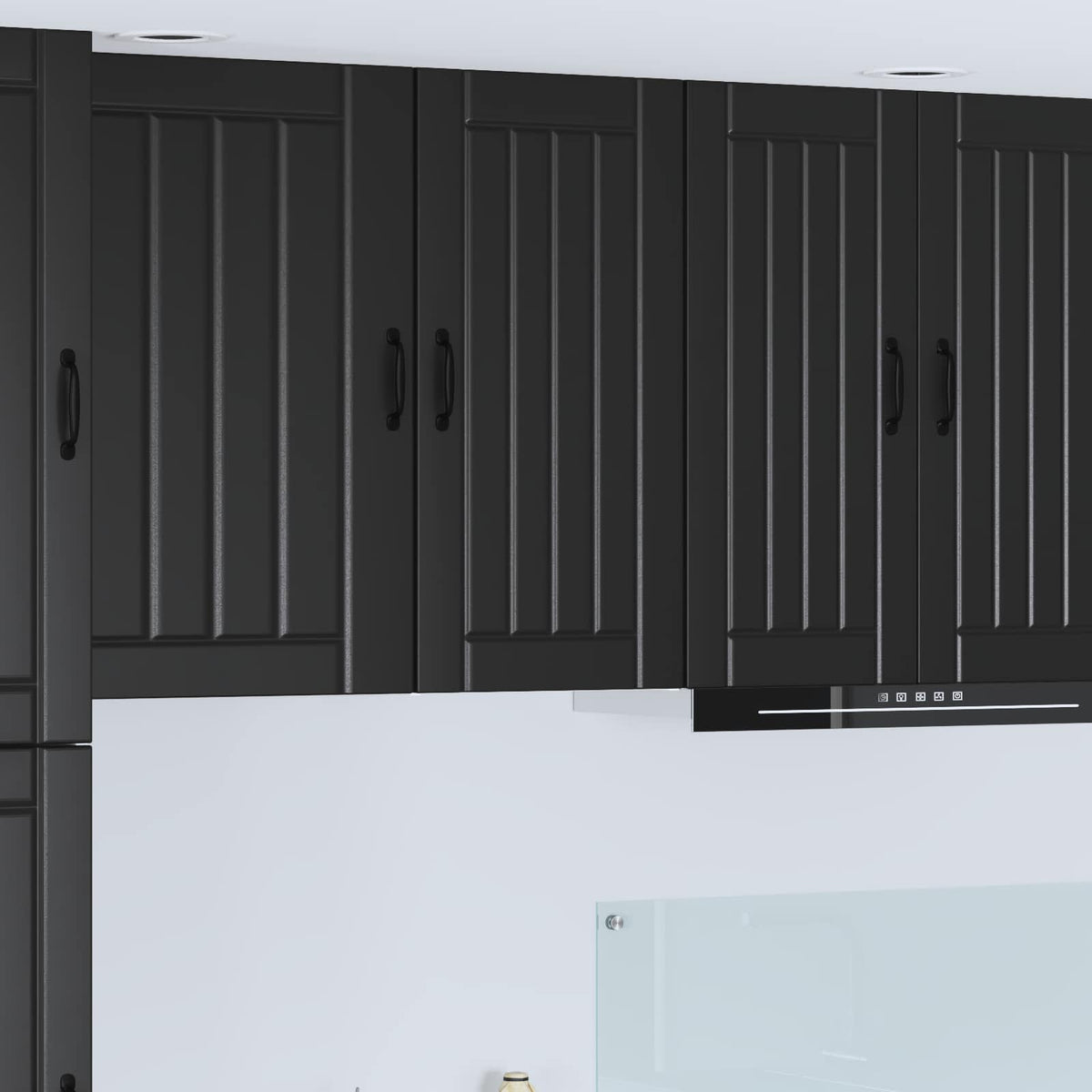 Kitchen Wall Cabinet "Lucca" Engineered Wood Black 1x wall cabinet (1 door) 40 cm wide 80 cm high
