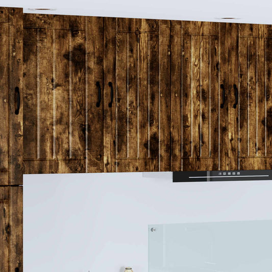 Kitchen Wall Cabinet "Lucca" Engineered Wood Smoked Oak 1x wall cabinet (1 door) 40 cm wide 80 cm high