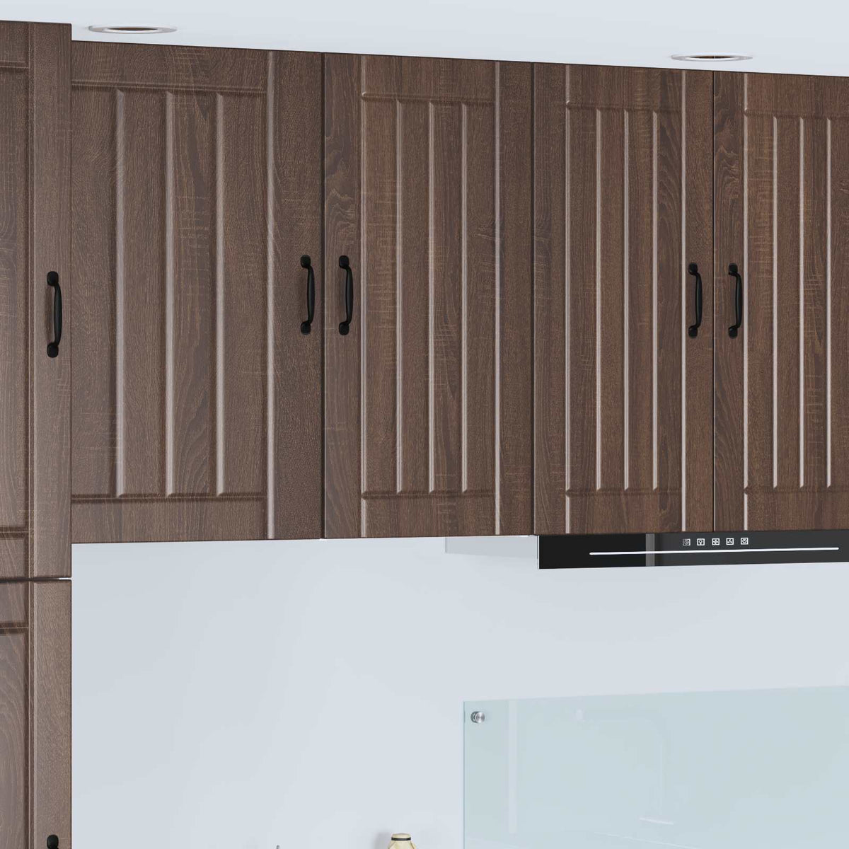Kitchen Wall Cabinet "Lucca" Engineered Wood Brown Oak 1x wall cabinet (1 door) 40 cm wide 80 cm high