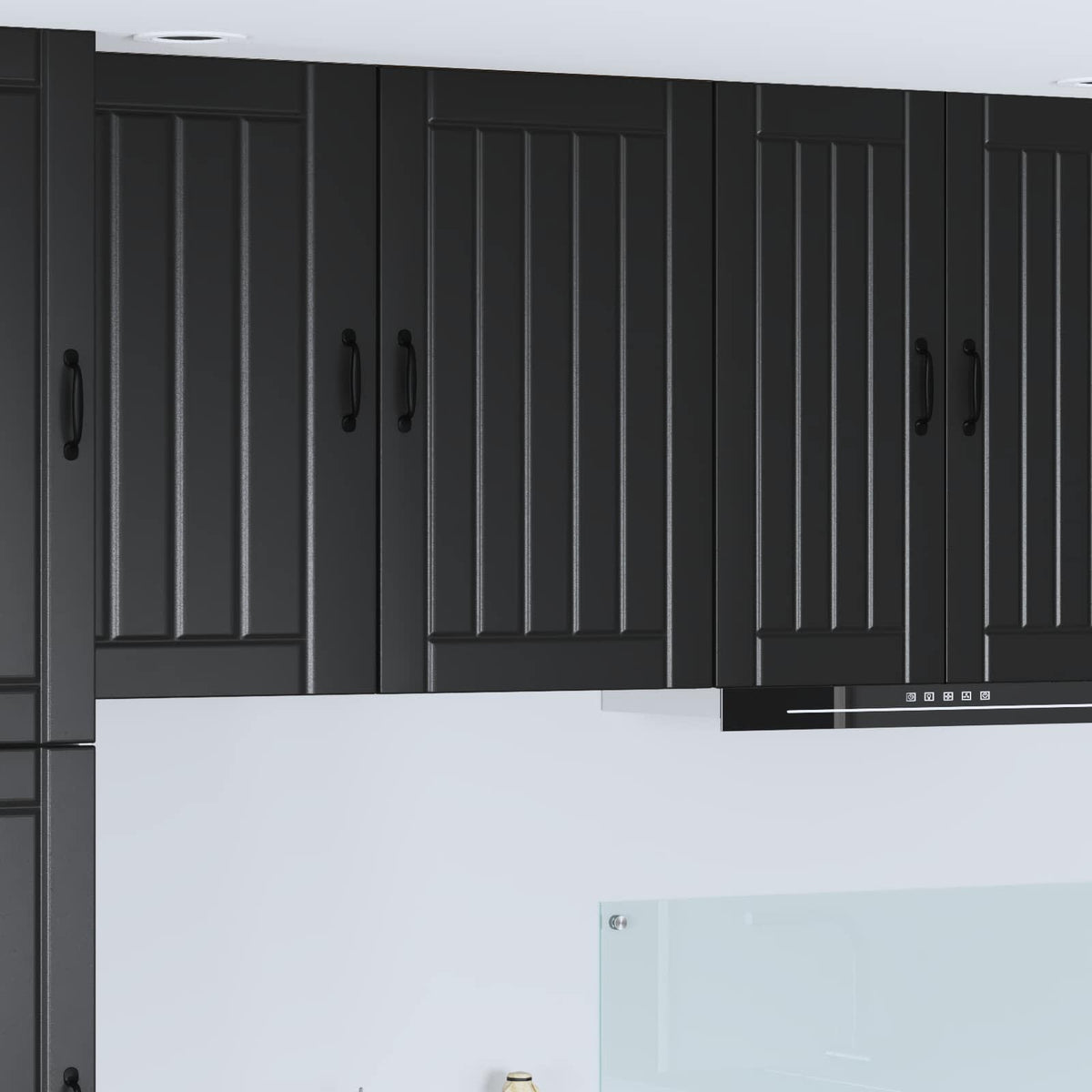 Kitchen Wall Cabinet "Lucca" Engineered Wood Black 1x wall cabinet (1 door) 50 cm wide 80 cm high