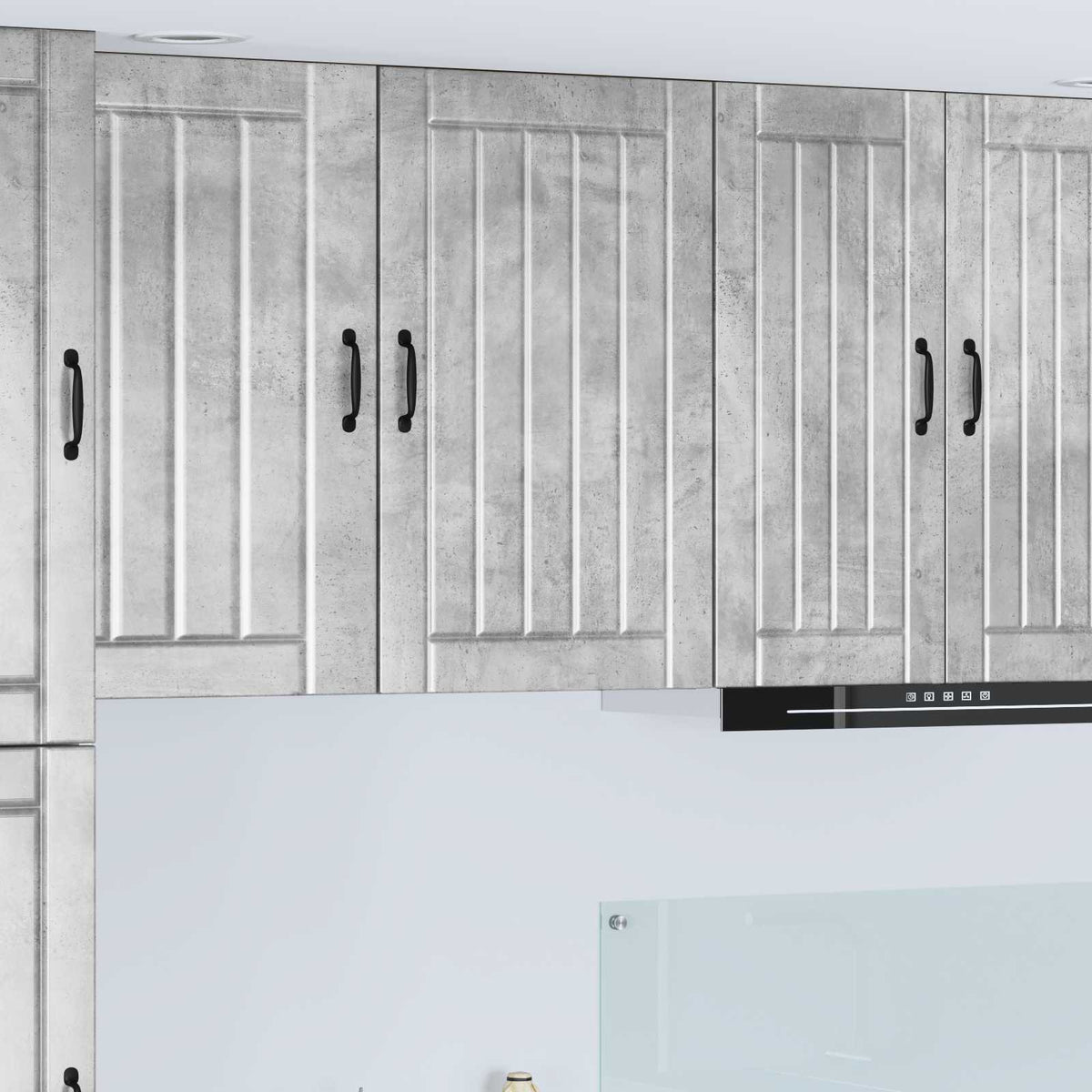 Kitchen Wall Cabinet "Lucca" Engineered Wood Concrete Grey 1x wall cabinet (1 door) 50 cm wide 80 cm high