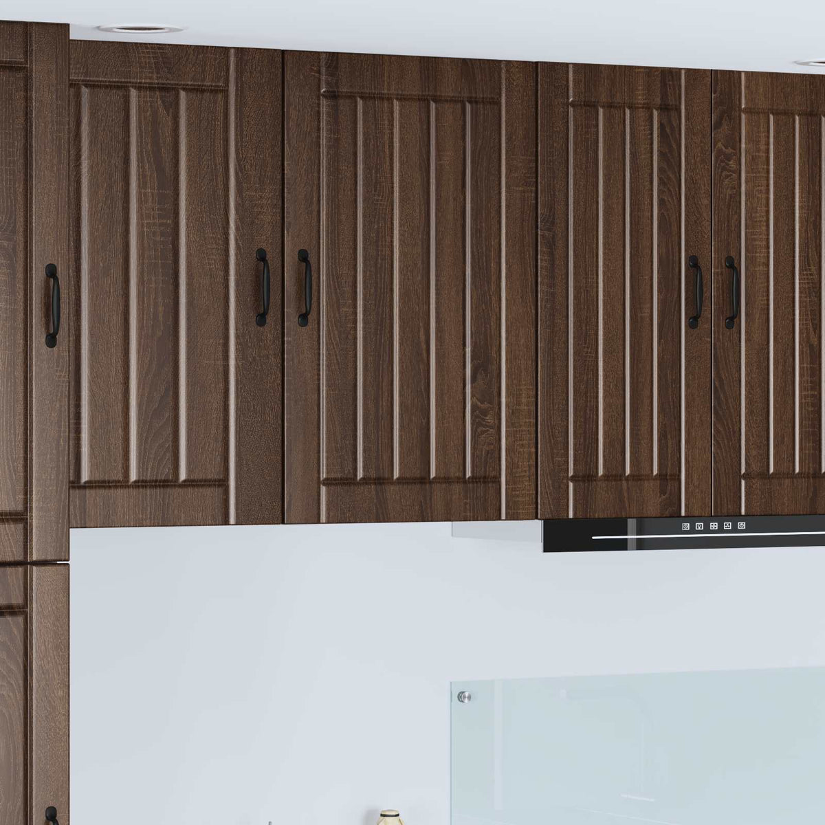 Kitchen Wall Cabinet "Lucca" Engineered Wood Brown Oak 1x wall cabinet (1 door) 50 cm wide 80 cm high