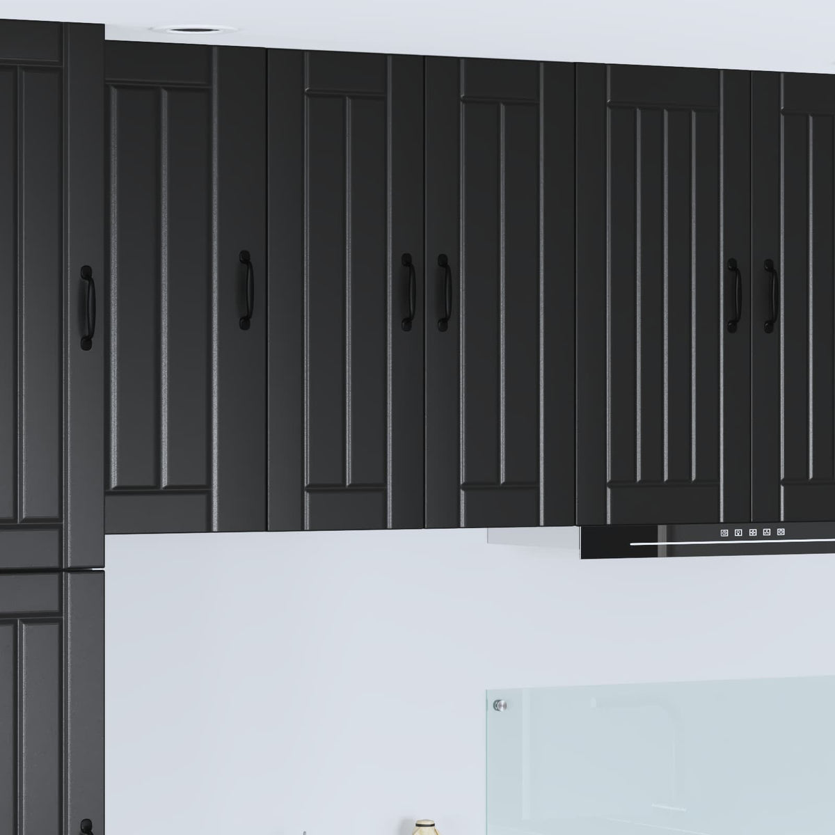 Kitchen Wall Cabinet "Lucca" Engineered Wood Black 1x wall cabinet (2 doors) 60 cm wide 80 cm high