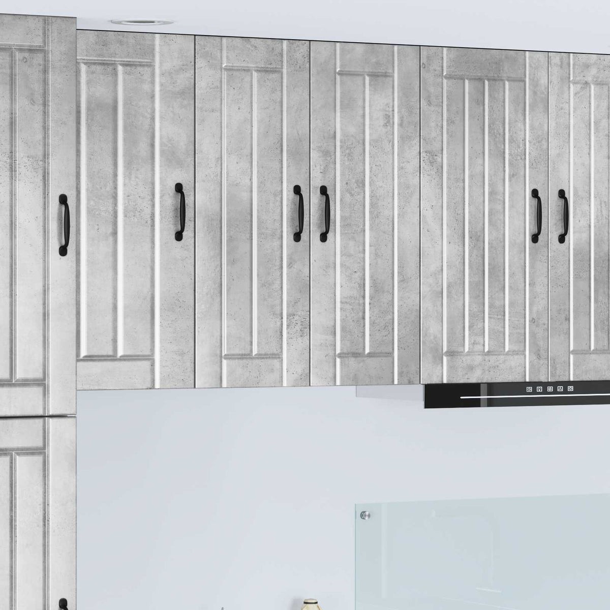 Kitchen Wall Cabinet "Lucca" Engineered Wood Concrete Grey 1x wall cabinet (2 doors) 60 cm wide 80 cm high