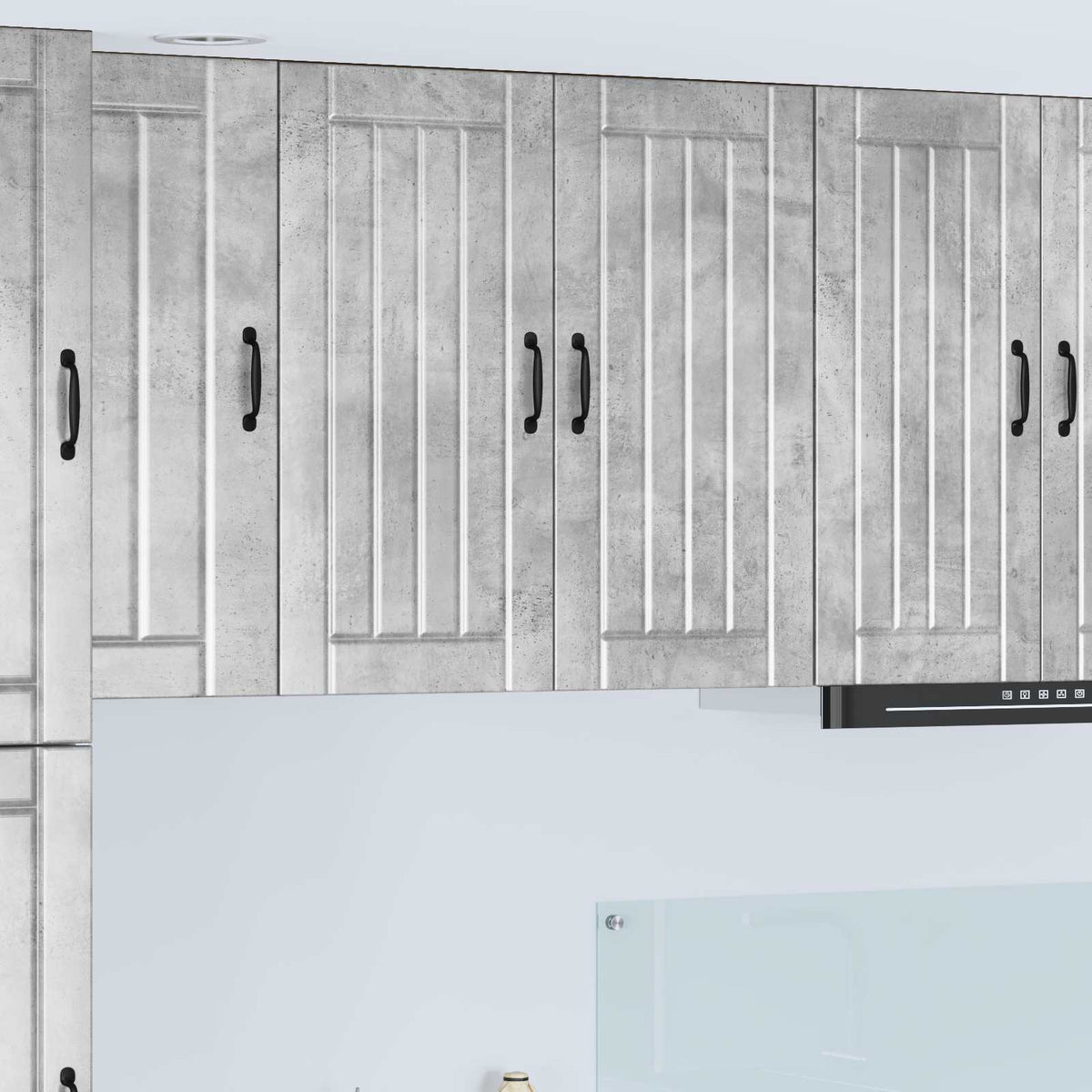 Kitchen Wall Cabinet "Lucca" Engineered Wood Concrete Grey 1x wall cabinet (2 doors) 80 cm wide 80 cm high