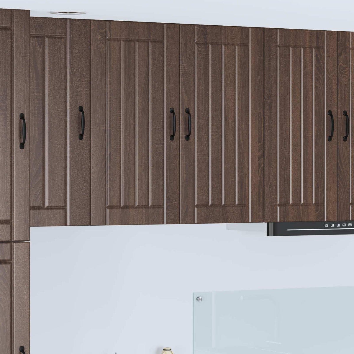Kitchen Wall Cabinet "Lucca" Engineered Wood Brown Oak 1x wall cabinet (2 doors) 80 cm wide 80 cm high