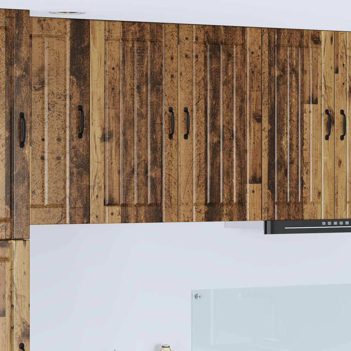 Kitchen Wall Cabinet "Lucca" Engineered Wood Old Wood 1x wall cabinet (2 doors) 80 cm wide 80 cm high