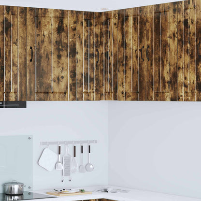 Kitchen Wall Cabinet "Lucca" Engineered Wood Smoked Oak 1x wall corner cabinet 57 cm wide 80 cm high
