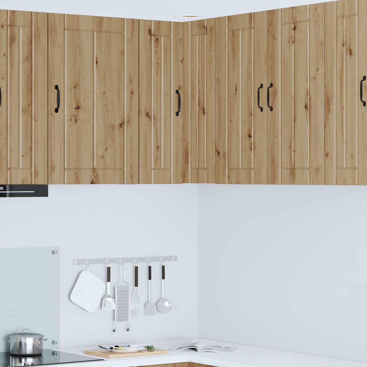 Kitchen Wall Cabinet "Lucca" Engineered Wood Artisan Oak 1x wall corner cabinet 57 cm wide 80 cm high