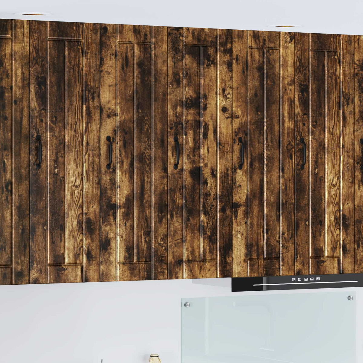 Kitchen Base Cabinet "Lucca" Engineered Wood Smoked Oak 1x wall cabinet (1 door) 30 cm wide 100 cm high