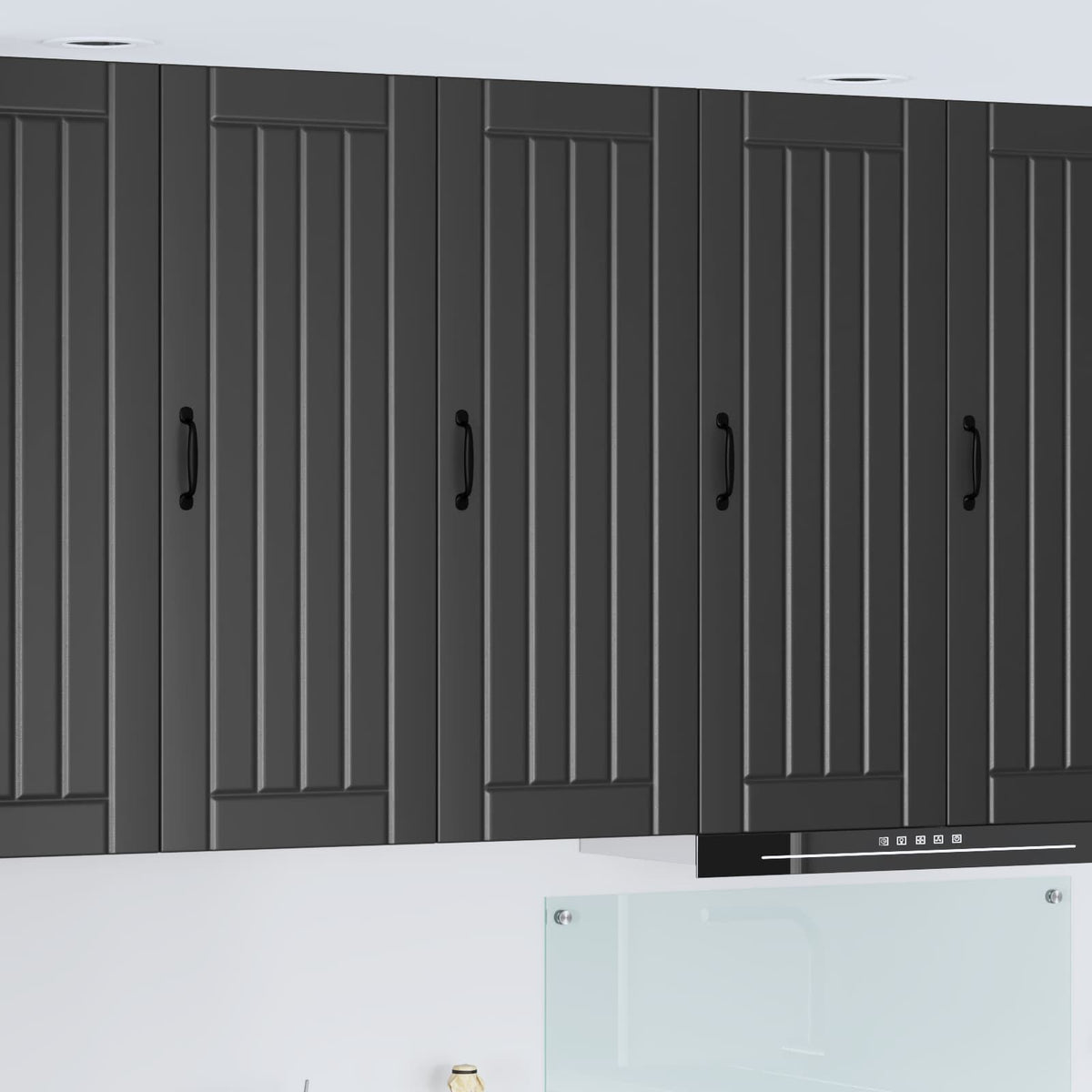 Kitchen Wall Cabinet "Lucca" Engineered Wood Black 1x wall cabinet (1 door) 40 cm wide 100 cm high