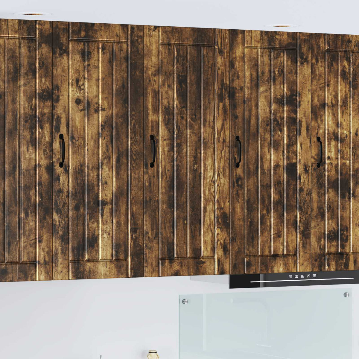 Kitchen Wall Cabinet "Lucca" Engineered Wood Smoked Oak 1x wall cabinet (1 door) 40 cm wide 100 cm high