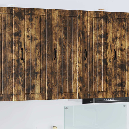 Kitchen Wall Cabinet "Lucca" Engineered Wood Smoked Oak 1x wall cabinet (1 door) 40 cm wide 100 cm high