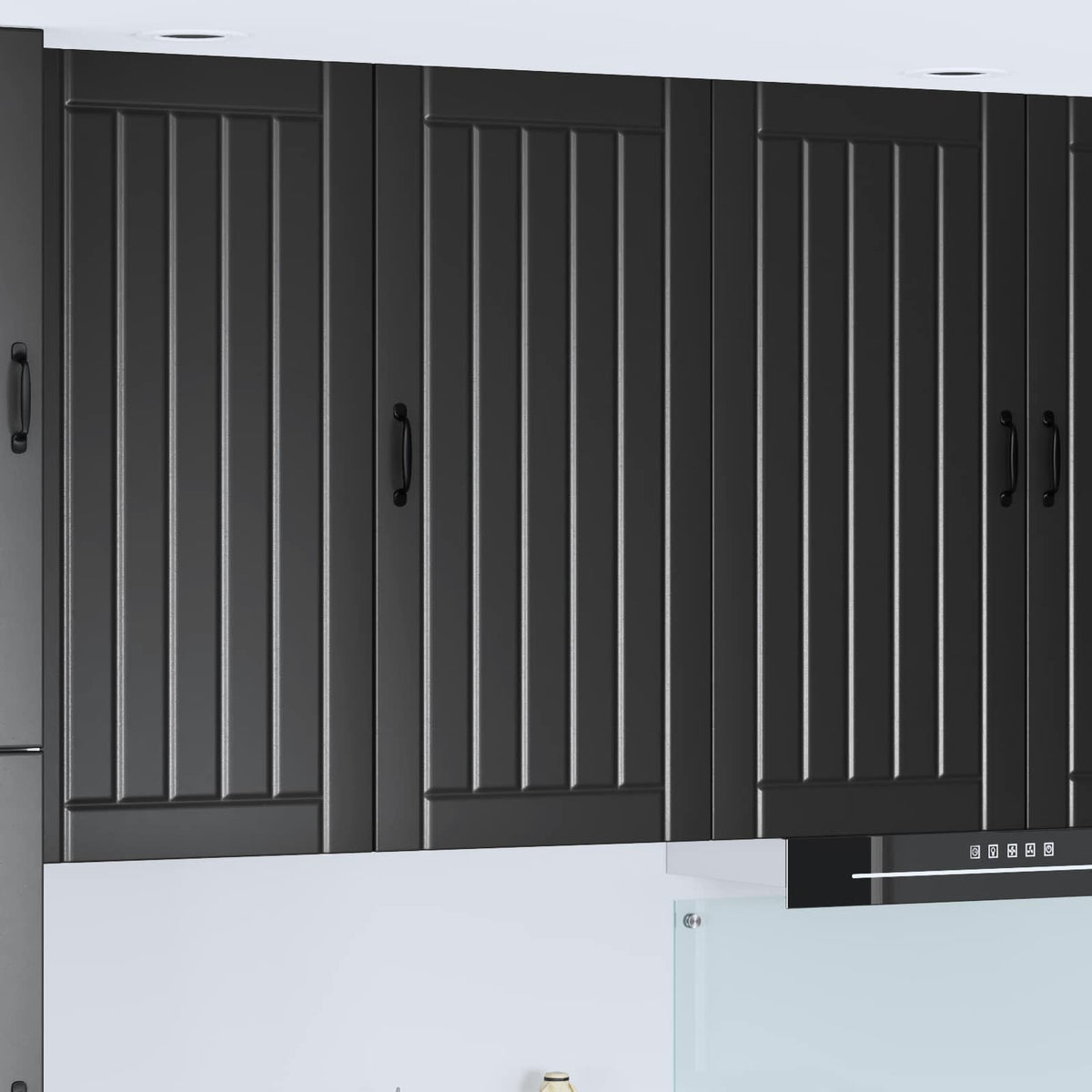 Kitchen Wall Cabinet "Lucca" Engineered Wood Black 1x wall cabinet (1 door) 50 cm wide 100 cm high