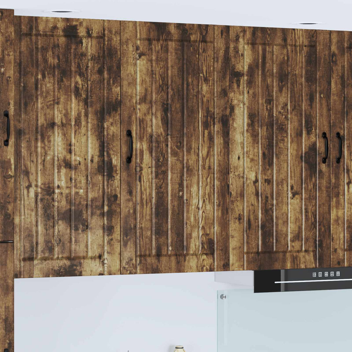 Kitchen Wall Cabinet "Lucca" Engineered Wood Smoked Oak 1x wall cabinet (1 door) 50 cm wide 100 cm high