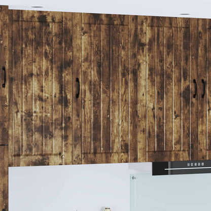 Kitchen Wall Cabinet "Lucca" Engineered Wood Smoked Oak 1x wall cabinet (1 door) 50 cm wide 100 cm high