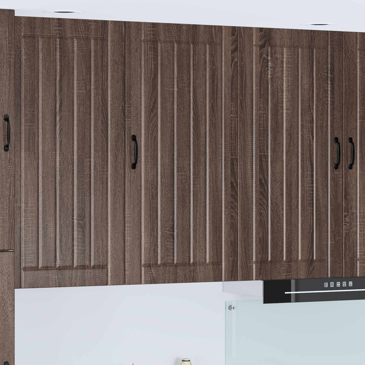 Kitchen Wall Cabinet "Lucca" Engineered Wood Brown Oak 1x wall cabinet (1 door) 50 cm wide 100 cm high
