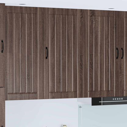 Kitchen Wall Cabinet "Lucca" Engineered Wood Brown Oak 1x wall cabinet (1 door) 50 cm wide 100 cm high