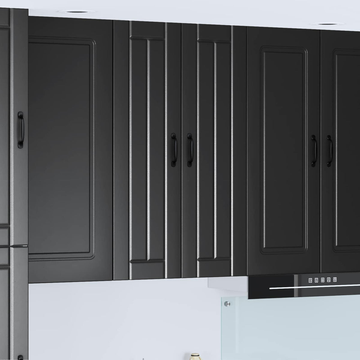 Kitchen Wall Cabinet "Lucca" Engineered Wood Black 1x wall cabinet (2 doors) 60 cm wide 100 cm high