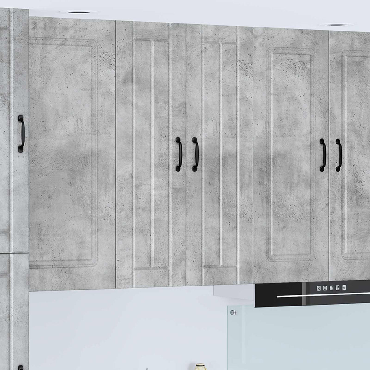 Kitchen Wall Cabinet "Lucca" Engineered Wood Concrete Grey 1x wall cabinet (2 doors) 60 cm wide 100 cm high