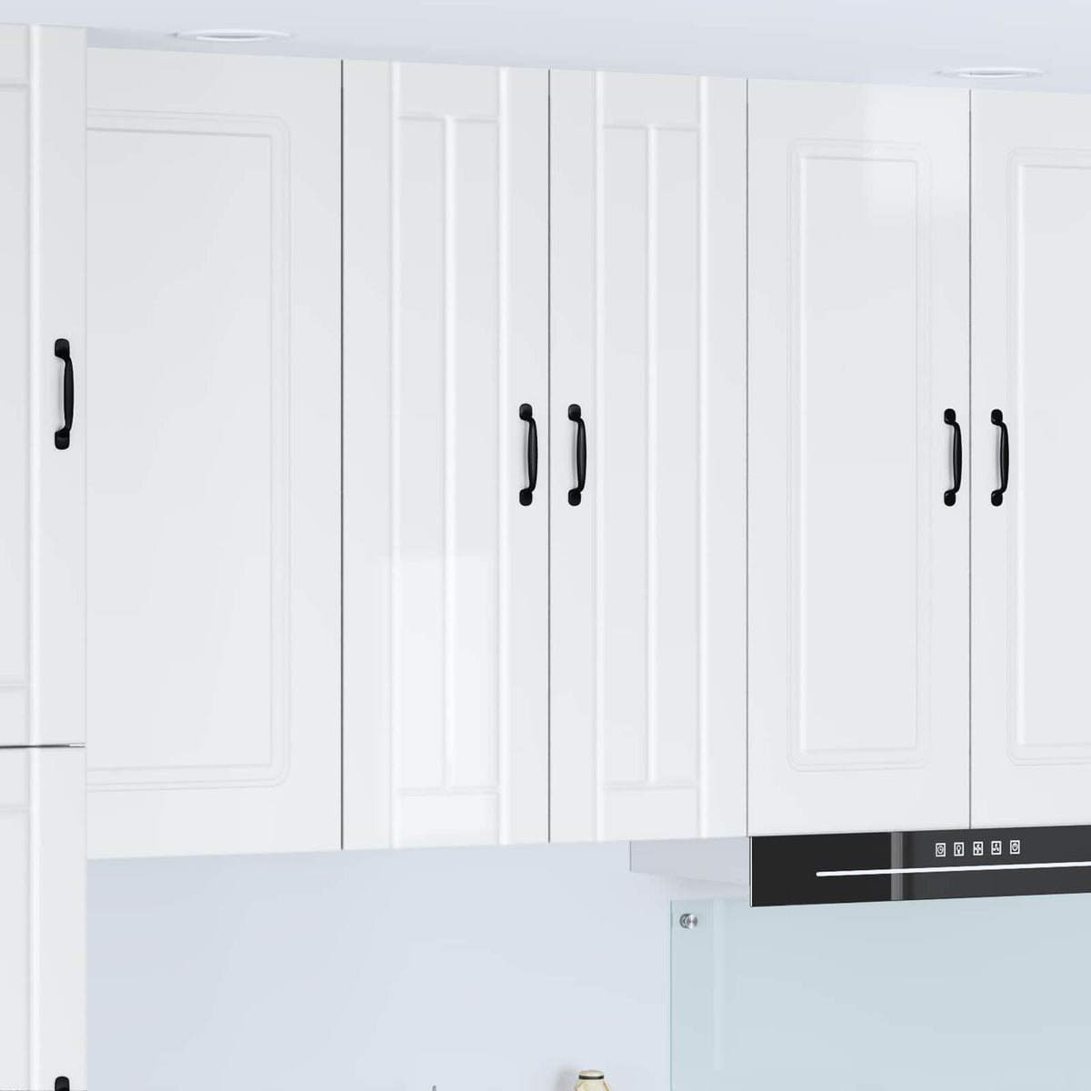 Kitchen Wall Cabinet "Lucca" Engineered Wood High Gloss White 1x wall cabinet (2 doors) 60 cm wide 100 cm high
