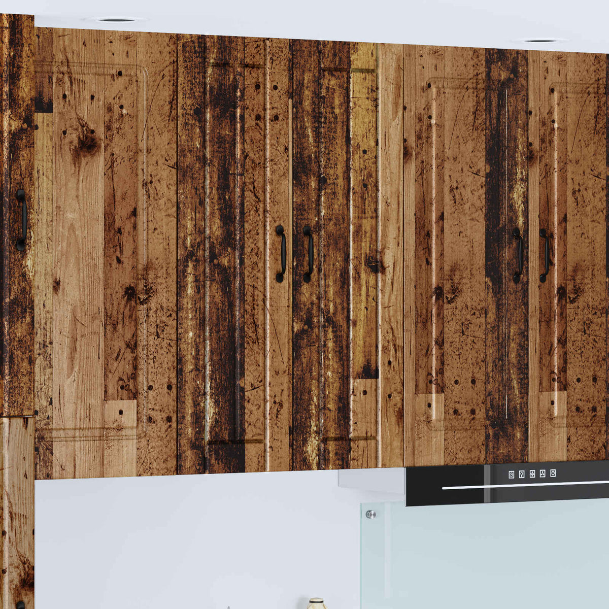 Kitchen Wall Cabinet "Lucca" Engineered Wood Old Wood 1x wall cabinet (2 doors) 60 cm wide 100 cm high