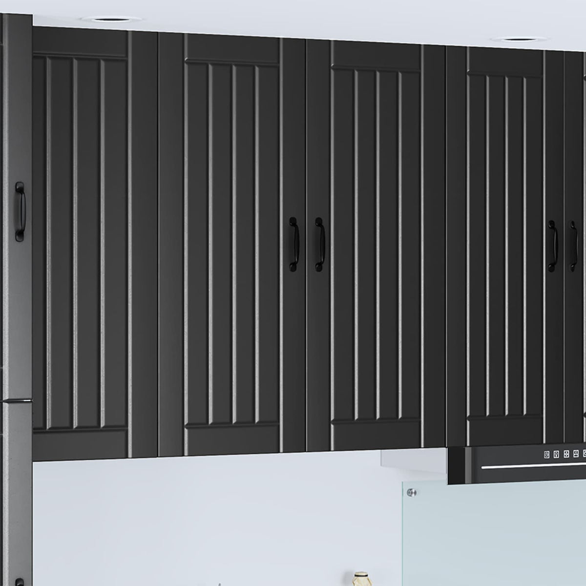 Kitchen Wall Cabinet "Lucca" Engineered Wood Black 1x wall cabinet (2 doors) 80 cm wide 100 cm high