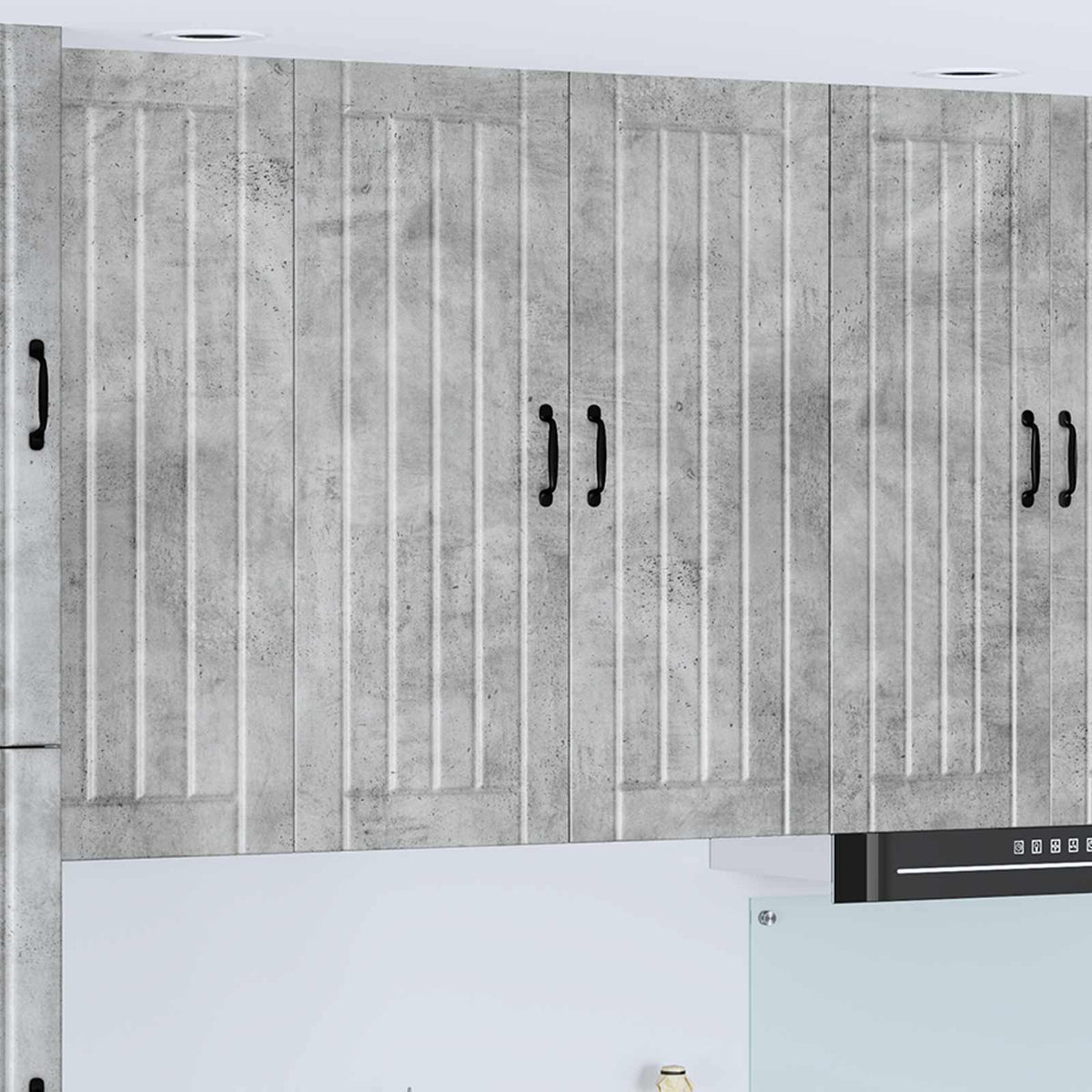 Kitchen Wall Cabinet "Lucca" Engineered Wood Concrete Grey 1x wall cabinet (2 doors) 80 cm wide 100 cm high
