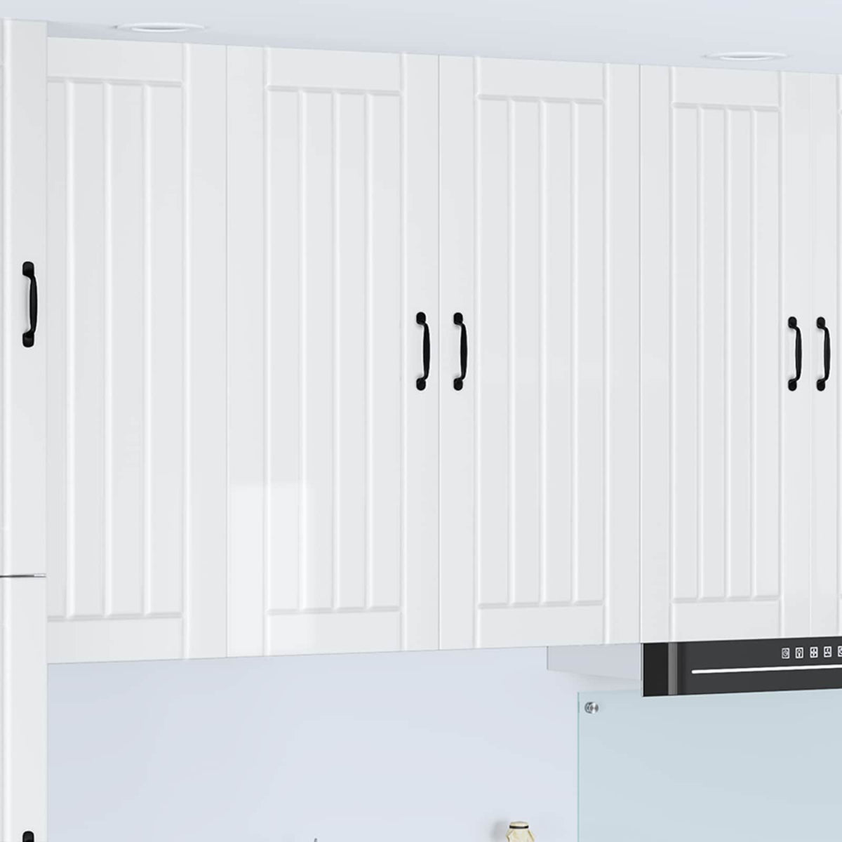 Kitchen Wall Cabinet "Lucca" Engineered Wood High Gloss White 1x wall cabinet (2 doors) 80 cm wide 100 cm high