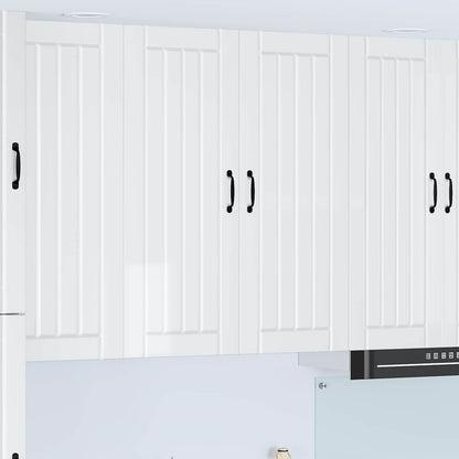 Kitchen Wall Cabinet "Lucca" Engineered Wood High Gloss White 1x wall cabinet (2 doors) 80 cm wide 100 cm high