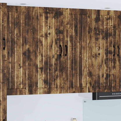 Kitchen Wall Cabinet "Lucca" Engineered Wood Smoked Oak 1x wall cabinet (2 doors) 80 cm wide 100 cm high